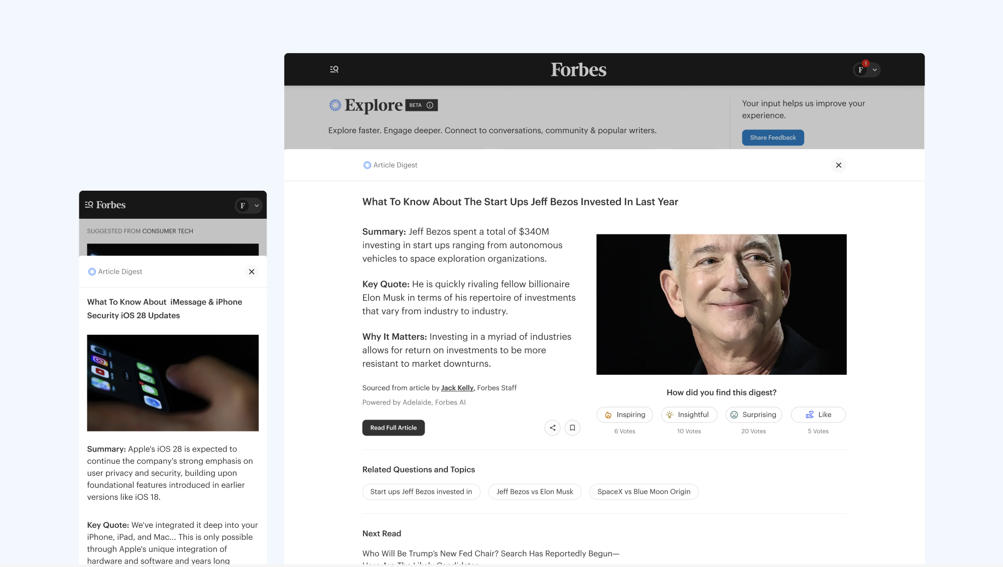 AI-powered content discovery interface